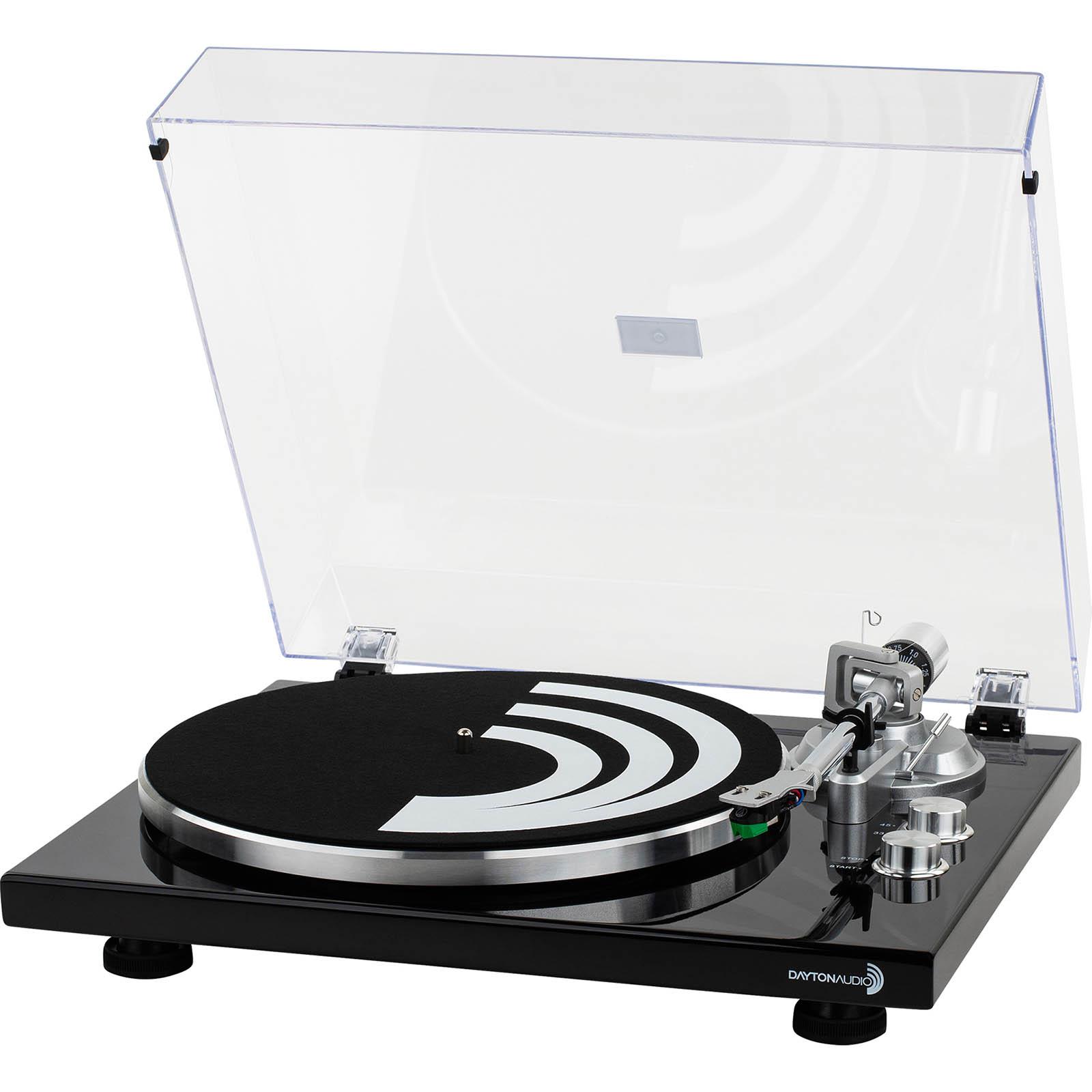 view of turntable with lid open